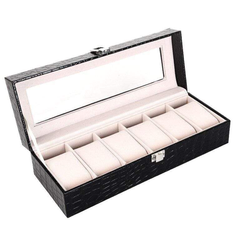 CROCODILE LEATHER WATCH BOX<br/> 6 SLOTS