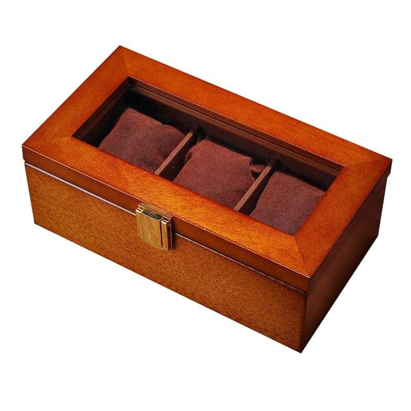 WOODEN WATCH STORAGE BOX<br/> 3 SLOTS